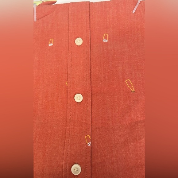 Jachs NY Men's Short Sleeve red Collar Button Down Shirt Size Medium - Picture 4 of 14